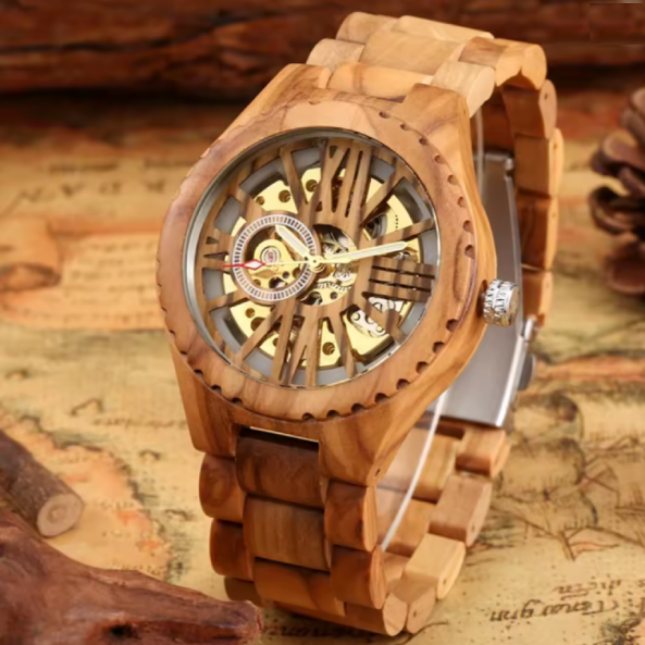 Montre Numérique Romaine en Bois pour Homme